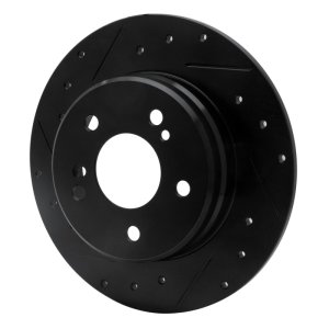 Hyundai XG350 Brake Rotor (1) - Front Left - R1 Concepts - Drilled & Slotted - Black - `01-`03